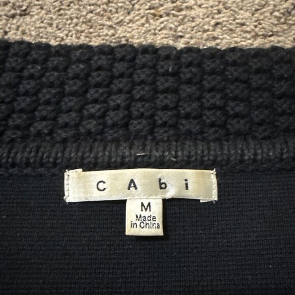 Cabi Cardigan Sweater Womans M Black Cropped Wool Jackie O 502 Lux Chic Collared - Picture 3 of 10